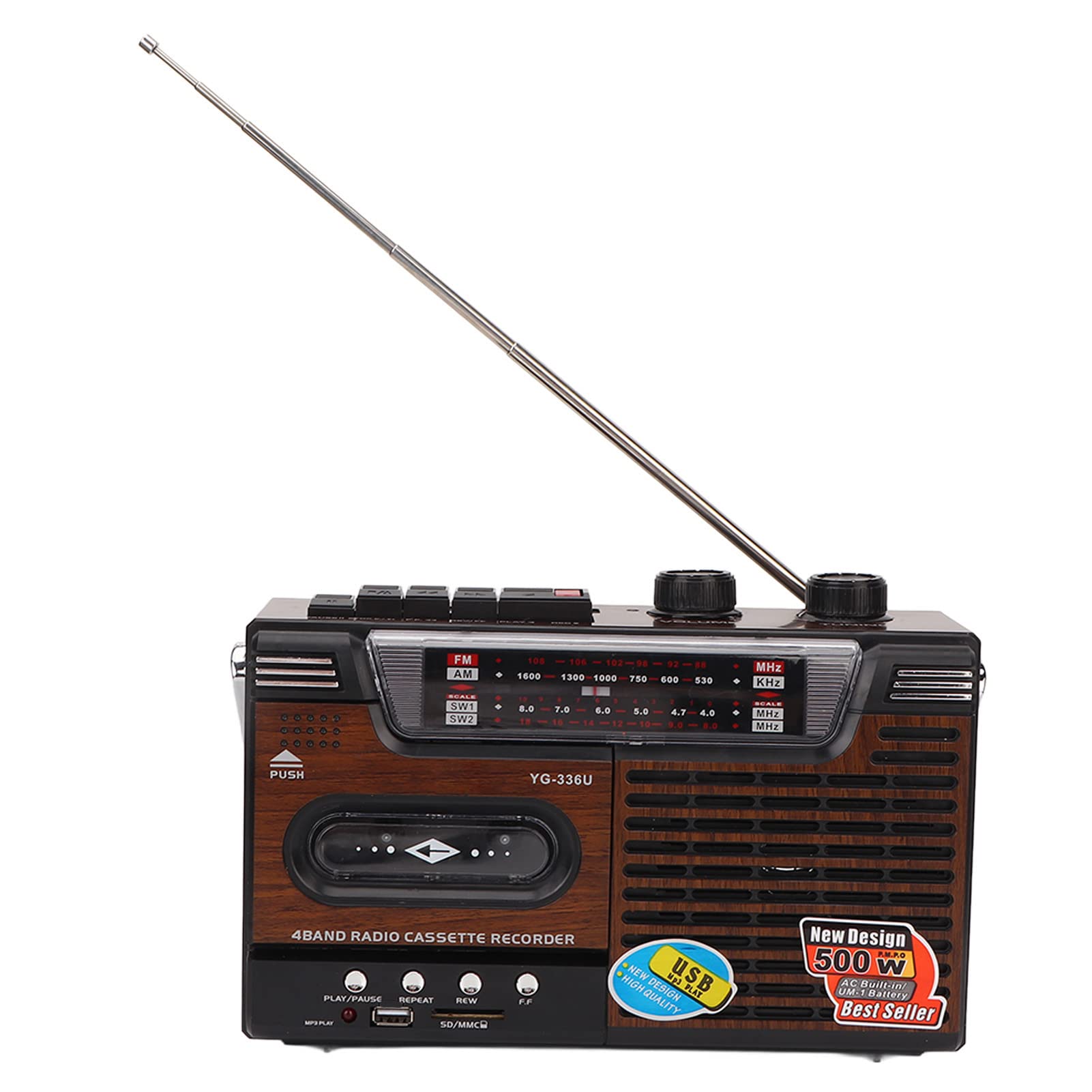 ポータブルテープレコーダー AM FM 内蔵マイク&スピーカ USB電源ok 多機能 ラジオ コンパクト ラジカセ AM FM MP3 カセットテープ microSD